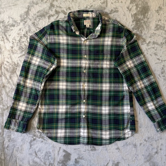 J. Crew Other - J.Crew Broken In Oxford Slim Plaid Shirt Mens Large Organic Cotton